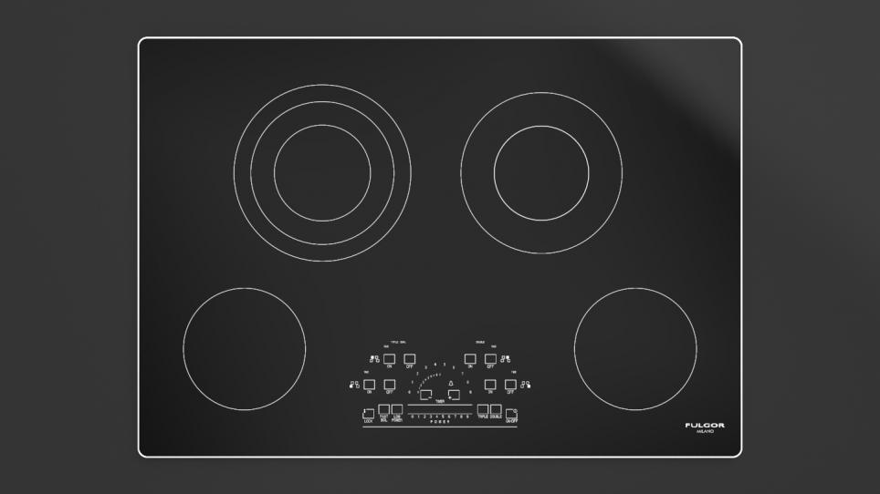 30" RADIANT COOKTOP WITH BRUSHED ALUMINUM TRIM Fulgor Milano